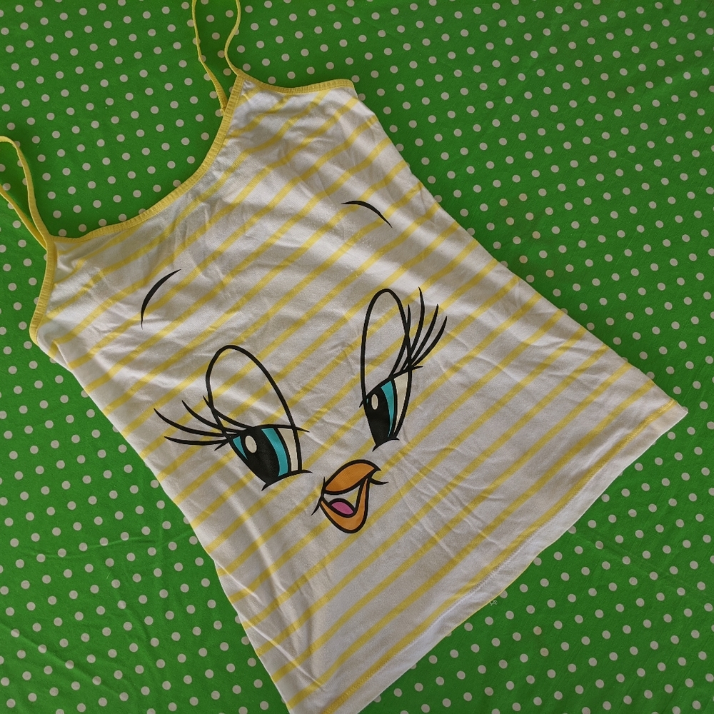Vintage Tweety bird yellow and white striped camisole y2k cute looney tunes.
